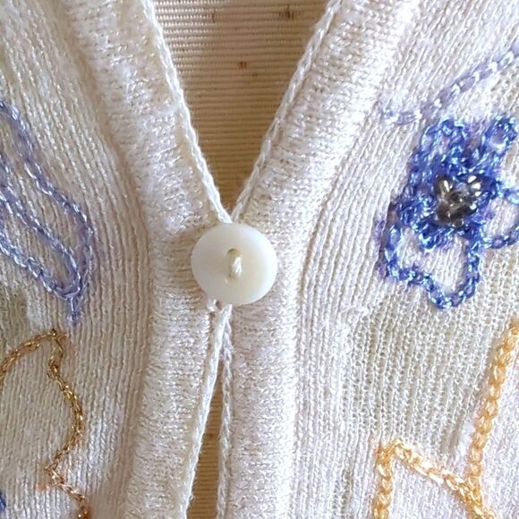 Sigrid Olsen Tan Cardigan Sweater with Metallic Accents Size Small - Picture 7 of 10